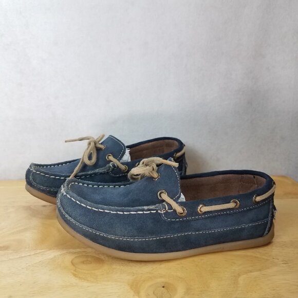 Florsheim Kids US 1.5 Jasper Tie Jr. Boat Shoe Suede Genuine Leather in Navy - Picture 6 of 13